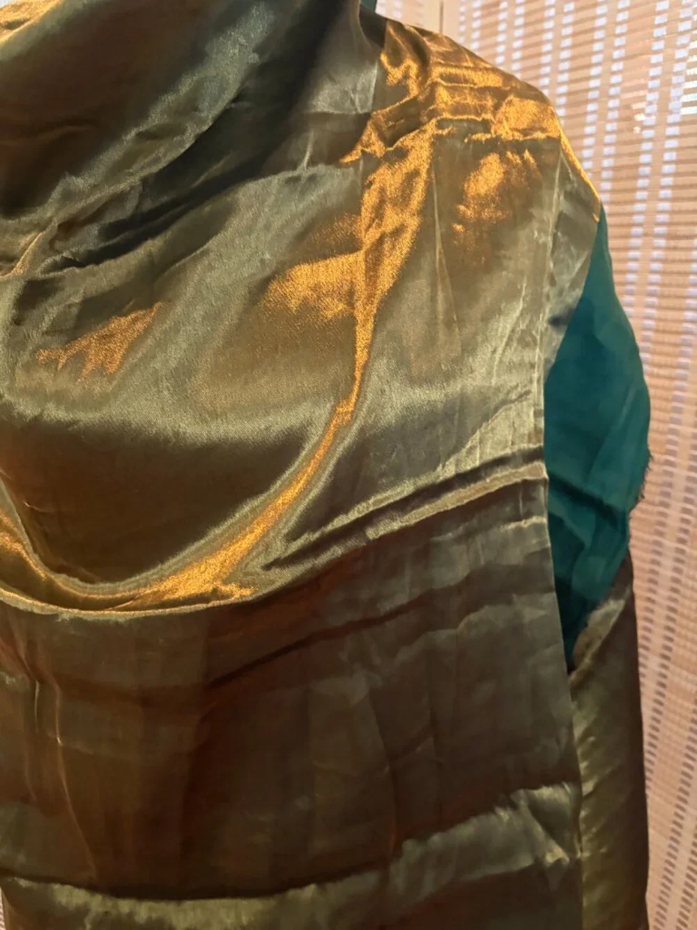 Silk Reversible Gold Thread Scarf - Never Worn